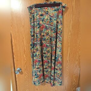 LulaRoe Maxi, XL, Tan, Teal, Mustard and Magenta